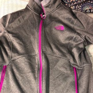 Gray and hot pink women’s north face fleece XL